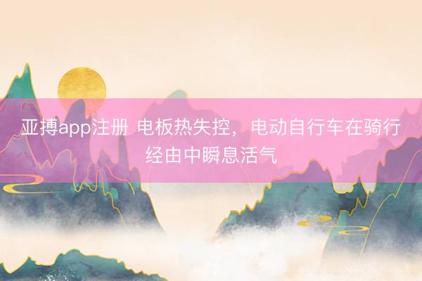 亚搏app注册 电板热失控，电动自行车在骑行经由中瞬息活气