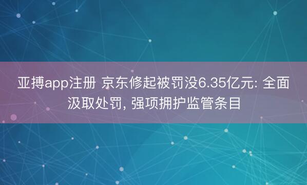 亚搏app注册 京东修起被罚没6.35亿元: 全面汲取处罚, 强项拥护监管条目